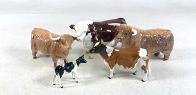 Lot 163 - BESWICK; five models of cattle, including...