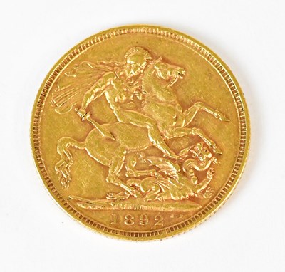 Lot 763 - A Victorian full sovereign, Jubilee head, 1892.