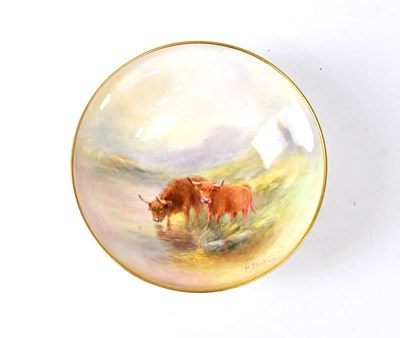 Lot 282 - ROYAL WORCESTER; a hand painted shallow small...