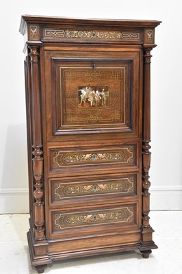 Lot 1068 - A 19th century French inlaid rosewood and...