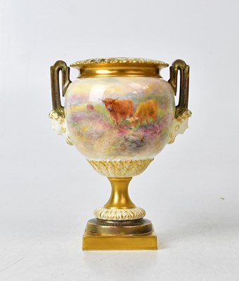 Lot 288 - ROYAL WORCESTER; a twin-handled globular form...