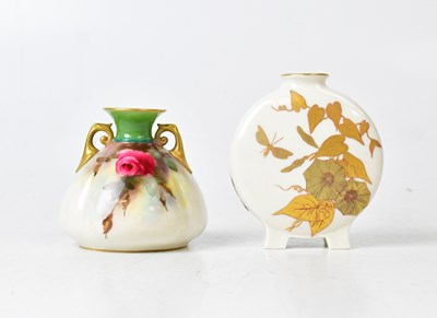 Lot 293 - ROYAL WORCESTER; two vases, one a small...