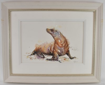 Lot 132 - AMANDA GORDON; watercolour, 'Resting Sealion...