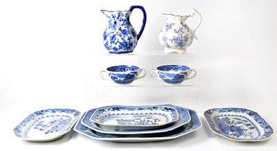 Lot 326 - Five various stoneware blue and white Willow...