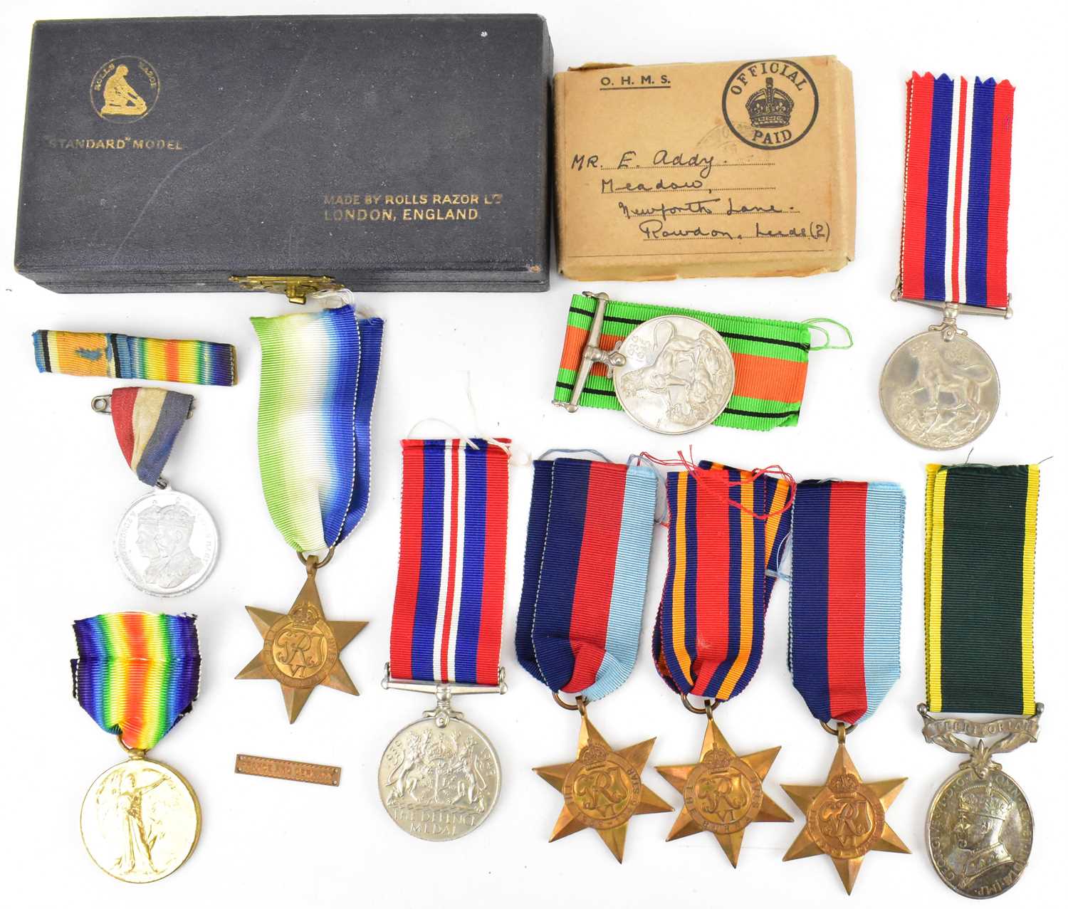 Lot 610 - A group of nine medals from the same family,...