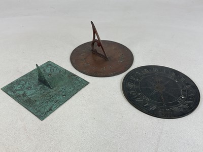 Lot 355 - Three various brass and bronze sun dials,...