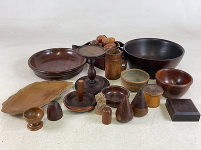 Lot 24 - A quantity of treen and other wooden wares, to...