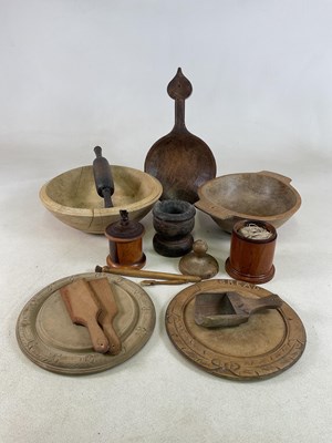Lot 20 - KITCHENALIA; various wooden wares, to include...