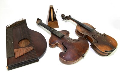 Lot 1017 - An unusual German violin/zither (bowed zither)...