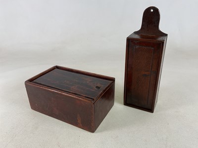 Lot 33 - An 18th century oak candle box, height 42cm,...