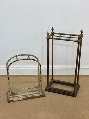 Lot 130 - Two metal umbrella stands, one brass, missing...