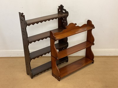 Lot 405 - Two sets of 19th century wall shelves,...