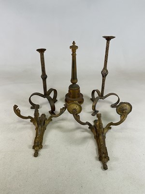 Lot 330 - A graduated pair of forged table lamps with...