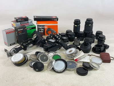Lot 149 - ASHAHI PENTAX; a quantity of camera lenses,...