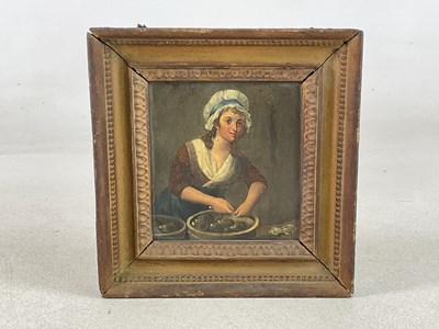 Lot 301 - UNATTRIBUTED: oil on board, a kitchen cook...