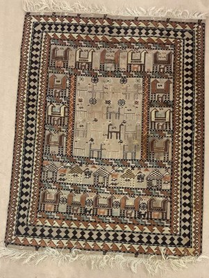 Lot 349 - A Persian hand woven rug, with desert animal...