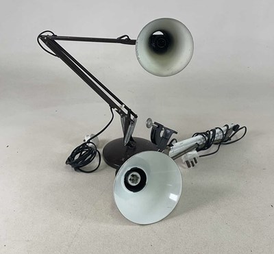 Lot 320 - ANGLEPOISE; a brown desk lamp, together with a...
