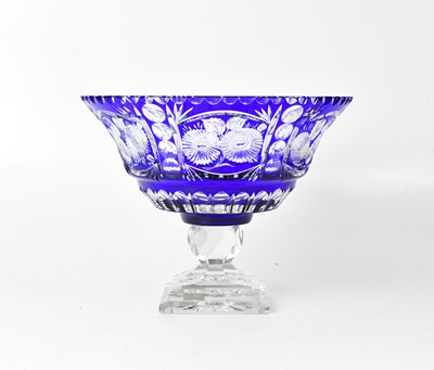 Lot 424 - A large blue and clear Bohemian cut glass...