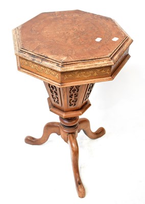 Lot 70A - A Victorian inlaid walnut octagonal top work...