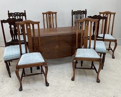Lot 156 - A 1920s oak drop-leaf dining table, height...