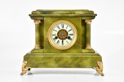 Lot 275 - A painted wood simulated onyx mantel clock,...