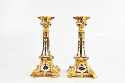 Lot 1676 - ROYAL CROWN DERBY; a pair of Imari...