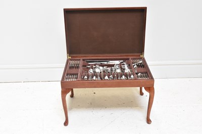 Lot 449 - A mahogany table canteen of plated cutlery,...