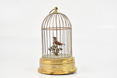 Lot 375 - A 20th century brass bird cage automaton with...