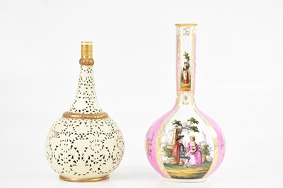 Lot 1689 - ROYAL WORCESTER; a reticulated vase, height...