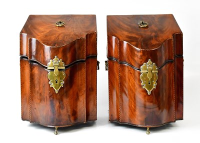 Lot 507 - A pair of George III mahogany knife boxes with...