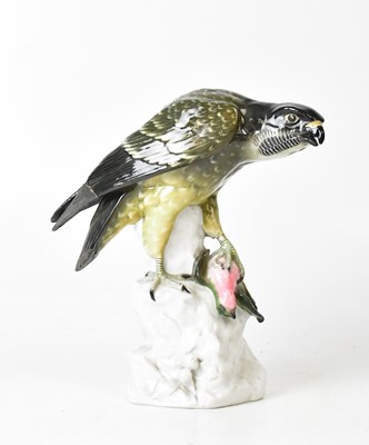 Lot 229 - SITZENDORF; a model of a hawk posed with one...