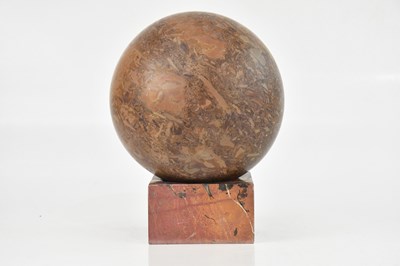 Lot 283 - A large marble sphere, on plinth base, height...