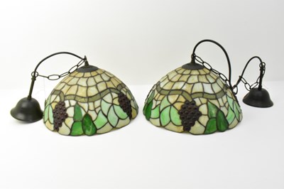 Lot 126 - Two stained glass ceiling light shades in the...