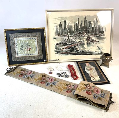 Lot 86 - A 20th century silk embroidered panel,...