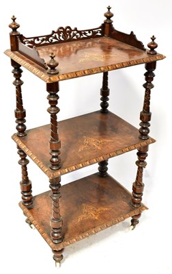 Lot 70 - A Victorian burr walnut satinwood inlaid three-...