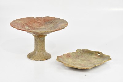 Lot 323 - A soapstone comport, with leaf decoration,...