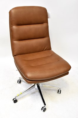 Lot 15 - A modern brown leather office chair with...