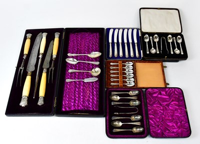 Lot 727 - Cased silver and silver-plated flatware and...
