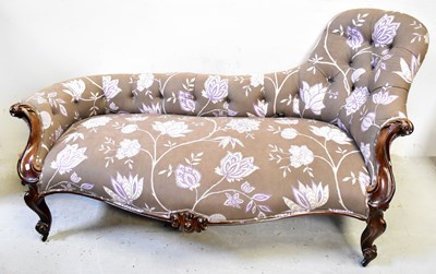 Lot 74 - A Victorian mahogany chaise longue with button...