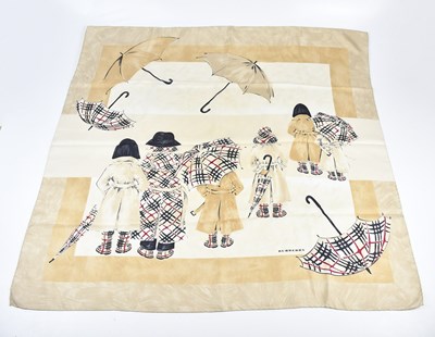 Lot 113 - BURBERRY; a 100% twill silk umbrella theme tan,...