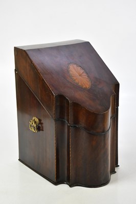 Lot 1329 - A 19th century inlaid mahogany knife box...
