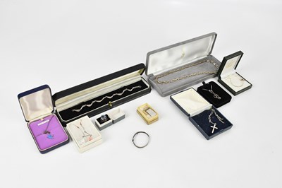 Lot 154 - A sterling silver necklace, a further brushed...