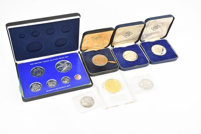 Lot 593 - A collection of coins and medallions including...