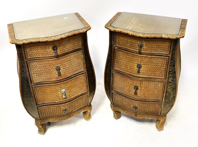 Lot 19 - A pair of modern wicker covered four-drawer...