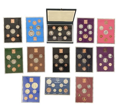 Lot 1378 - Thirteen UK annual coin packs, dates...