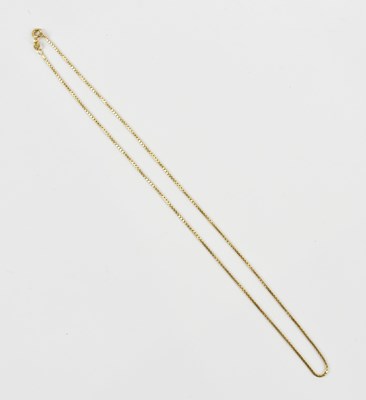 Lot 280 - A yellow metal box link necklace, length 40cm,...
