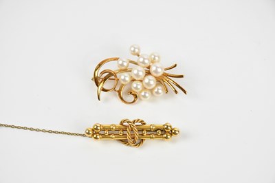 Lot 107 - A Victorian yellow metal bar brooch, length...