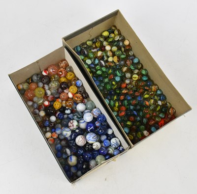 Lot 392 - A collection of glass marbles, various colour...