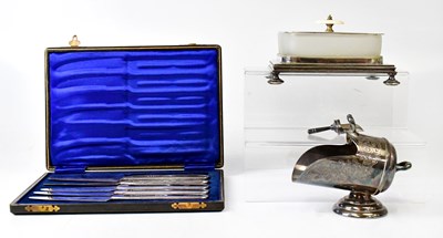 Lot 659 - A partial cased set of silver-plated lobster...