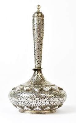 Lot 750 - A Kashmir white metal Surahi or wine decanter,...